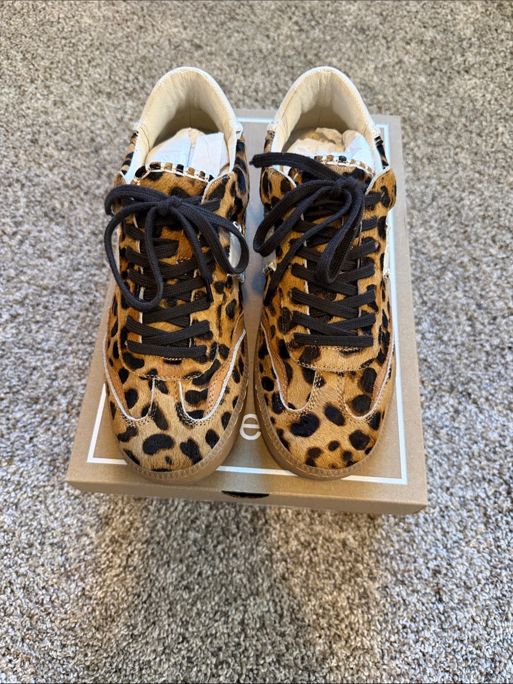 Women’s Dolce Vita Calf Hair Leopard Sneaker- Tan/Black (Like New)